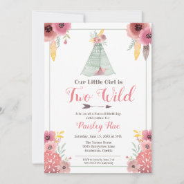 Invitation Deux Boho Filles sauvages Deuxième anniversaire