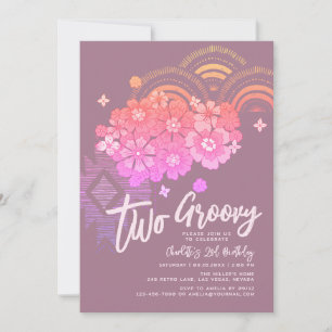 Invitation Deux Boho Super Floral Retro 2e fête d'anniversair
