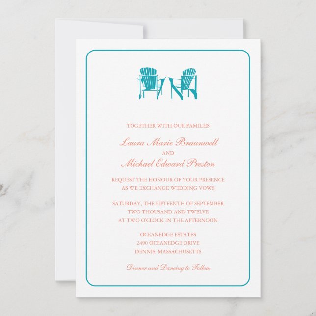Invitation Deux chaises Adirondack Mariage (Devant)