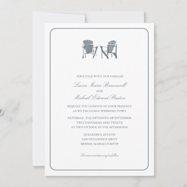 Invitation Deux chaises Adirondack Mariage (Devant)