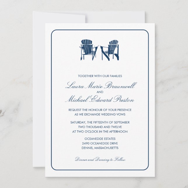 Invitation Deux chaises Adirondack Mariage (Devant)