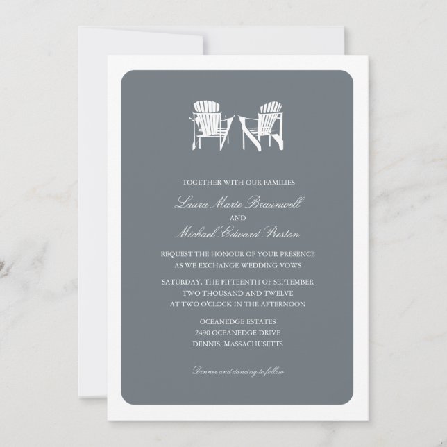 Invitation Deux chaises Adirondack Mariage (Devant)