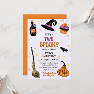 Invitation Deux chapeau de sorcière effrayant balai Halloween
