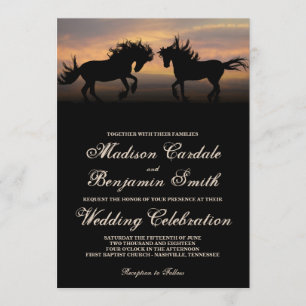 Invitation Deux chevaux à Sunset Mariage campagnard Invitatio