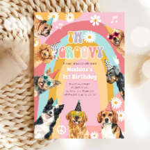 Deux Chien Super Retro Pawty Girl Anniversaire