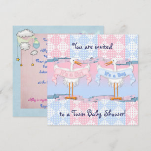 Invitation Deux cigognes pour le Baby shower