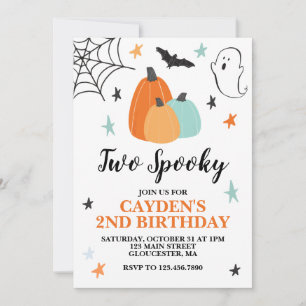 Invitation Deux citrouilles bleues d'Halloween pour un annive