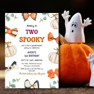 Invitation Deux citrouilles d'anniversaire Halloween effrayan