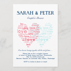 Invitation Deux coeurs battent ensemble/Douche des couples do
