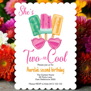 Invitation Deux Cool mignonnes Popsicle premier anniversaire