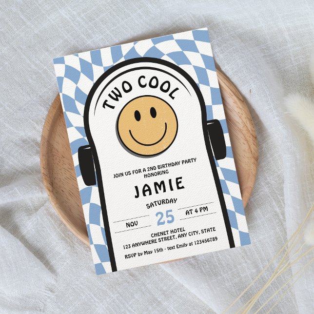 Invitation Deux Cool Retro Skateboard 2e anniversaire (Two cool Skateboard Retro 2nd Birthday Invitation)