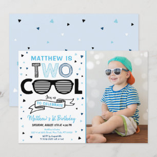 Invitation Deux Cool Sunglass Boy Deuxième anniversaire