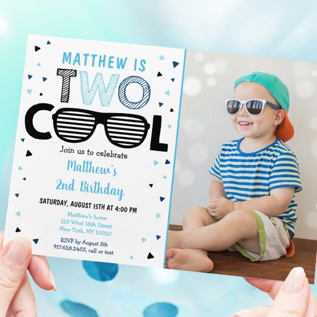 Invitation Deux Cool Sunglass Boy Deuxième anniversaire (Créateur téléchargé)