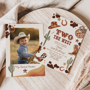 Invitation Deux cowboy Ouest 2e photo fête d'anniversaire