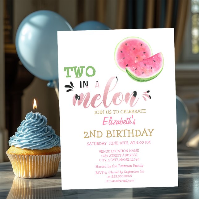 Invitation Deux Dans Des Pastèques Melon 2ème Anniversaire (Créateur téléchargé)