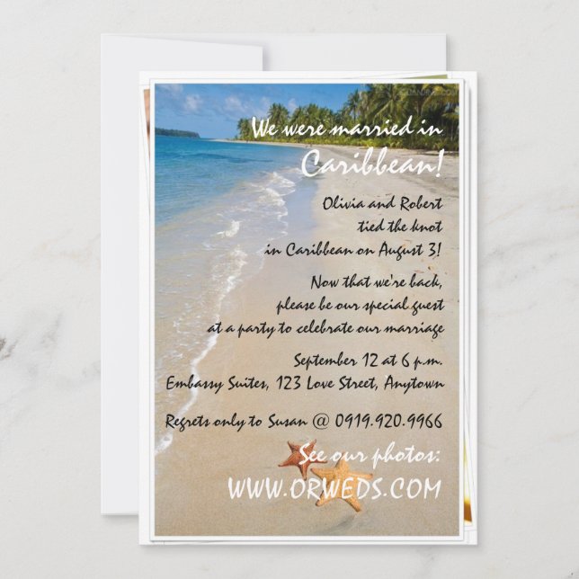 Invitation Deux de nous réception de mariage d'étoiles de mer (Devant)