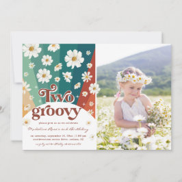 Invitation Deux deuxième anniversaire Super | Retro Daisy Rai