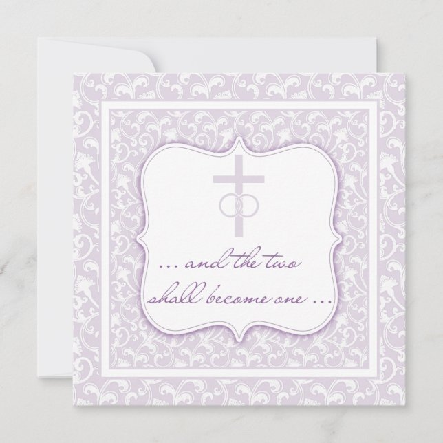Invitation Deux deviendront une lavande chrétienne de mariage (Devant)