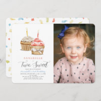 Deux douce fille Cupcake 2e anniversaire Photo