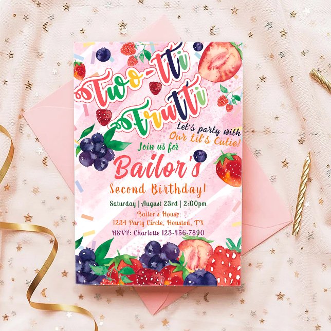Invitation Deux douces | Fruit Party Anniversaire (Créateur téléchargé)