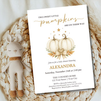 Invitation Deux Douces Petites Citrouilles Fête de Naissance
