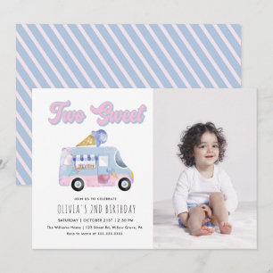 Invitation Deux doux 2e anniversaire de glace Cream Truck Inv