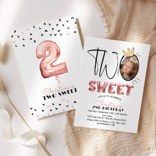 Invitation Deux doux 2e anniversaire fête mignonne ballons ph