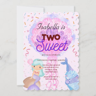 Invitation Deux doux cupcake arc-en-ciel sirène 2e enfant ann