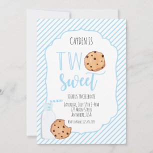 Invitation Deux doux lait et biscuits garçon 2e anniversaire