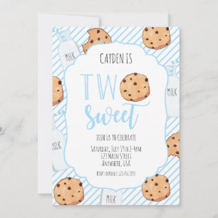 Invitation Deux doux lait et biscuits garçon 2e anniversaire