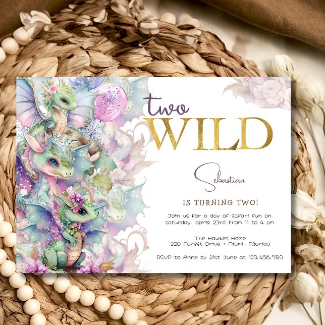 Invitation Deux dragons magiques sauvages anniversaire de enf (Créateur téléchargé)