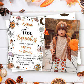 Invitation Deux Éffrayants Halloween fête d'anniversaire phot
