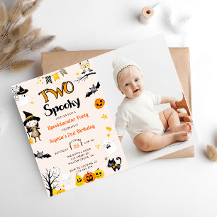 Invitation Deux Éffrayants mignons Halloween 2e anniversaire 