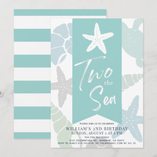Invitation Deux étoiles de mer Turquoise 2e anniversaire