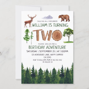 Invitation Deux Explorer Adventure Boys 2e anniversaire