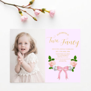 Invitation Deux Fancy Bow Floral Anniversaire