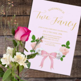 Invitation Deux Fancy Bow Floral Anniversaire