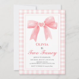 Invitation Deux Fancy Pink Bow preppy Coquette 2e anniversair