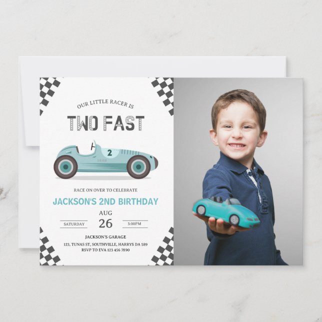 Invitation Deux Fast 2 Curieux Parcours Car 2e Anniversaire (Devant)