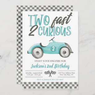 Invitation Deux Fast 2 Curious Birthday Invitation, Boy Racin