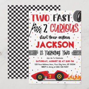 Invitation Deux Fast 2 Curious Birthday Invitation, Boy Racin