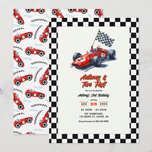 Invitation Deux Fast Race Car 2e fête d'anniversaire