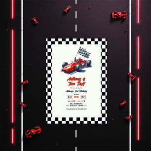 Invitation Deux Fast Race Car 2e fête d'anniversaire