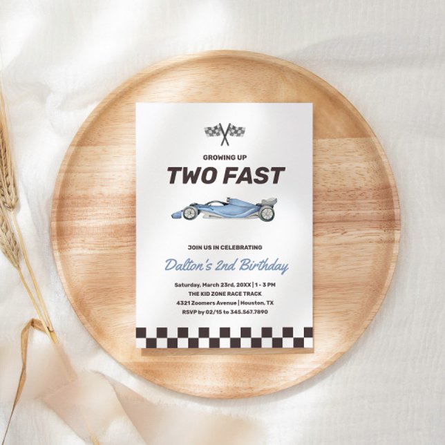 Invitation Deux Fast Race Car 2nd Boy's Birthday Party (Créateur téléchargé)