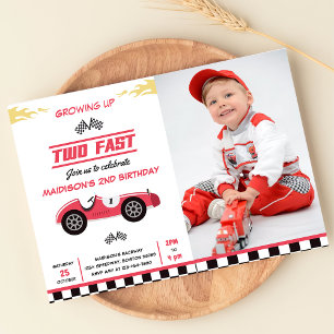 Invitation Deux Fast Race Car Boy 1st Birthday Party Photo