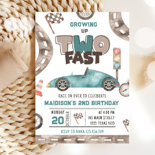 Invitation Deux Fast Race Car Boy 2e anniversaire
