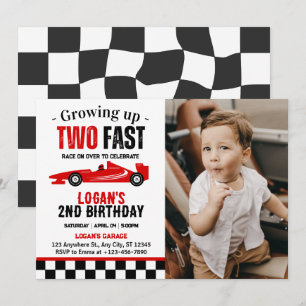 Invitation Deux Fast Race Car Boy 2nd Birthday Party Photo