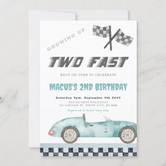 Invitation Deux Fast Racing Car Anniversaire
