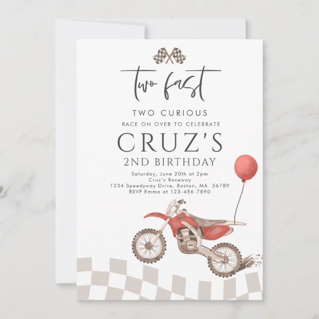 Invitation Deux Fast Two Curieux Dirt Bike 2e fête d'annivers (Devant)