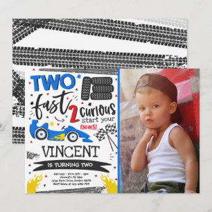 Invitation Deux fête d'anniversaire rapide Red Race Car 2e an